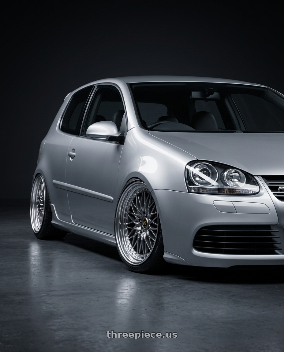 2009 VW Golf R32 with Work Vs-Xv 5x100 18x9.5+40 O Disk Brilliant Silver Black wheels