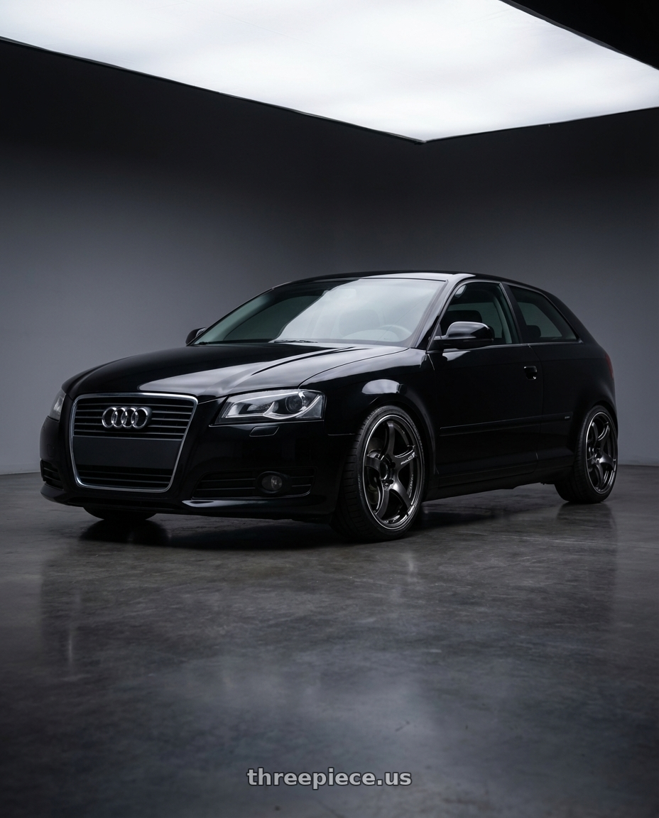 2012 Audi A3 8P with Advan Racing TC4 5x112 18x7.5 +42 BLACK GUNMETALLIC & RING wheels