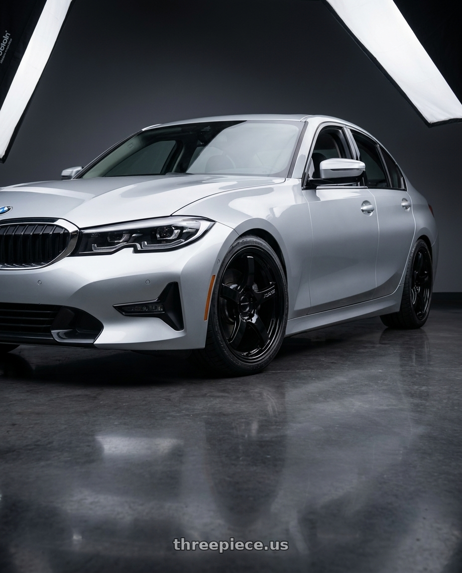2023 BMW 3 Series G20 with Gram Lights 57CR 5x112 19x10.5+22 Glossy Black wheels