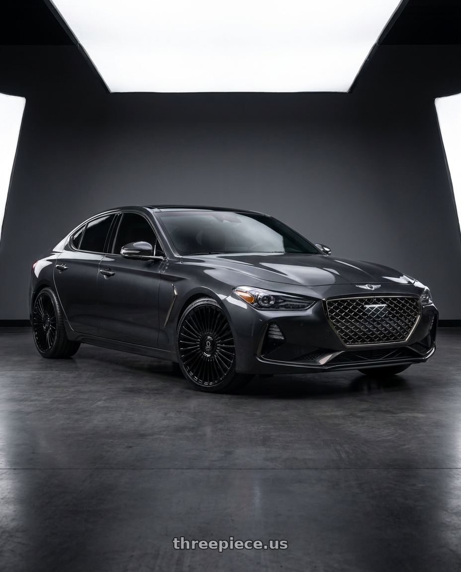 2019 Genesis G70 with DOLCE LUXURY TRENTO 5x127/5x130 22x10.5 +42 Glossy Black wheels