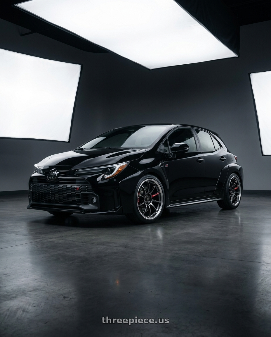 2023 GR corolla  with Work Emotion Zr10 5x114.3 18x7.5 +53 Glim Black Diamond Rim cut wheels