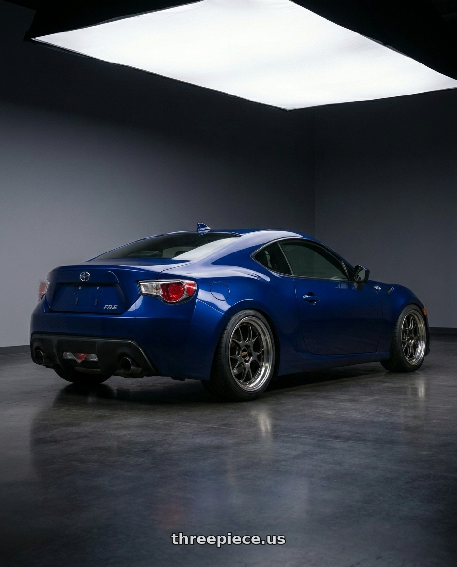2013 scion frs  with BBS LM-R 5x114.3 19x8.5+43 Diamond Black wheels rear three quarter view meaty tires
