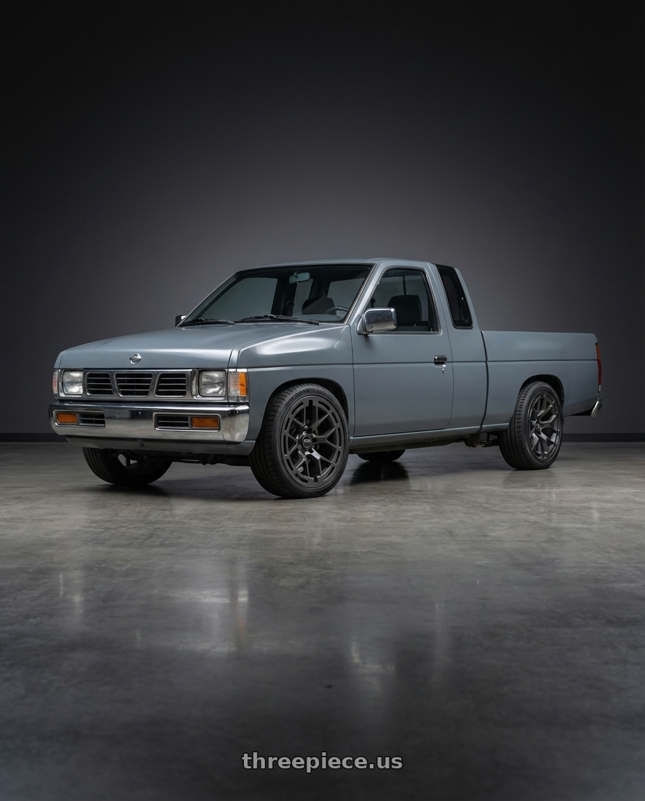 1994 Nissan d21 xe grey with RTR 950SC Tech 6 Ranger/Bronco 6x139.7 17x9 +30 Satin Charcoal wheels