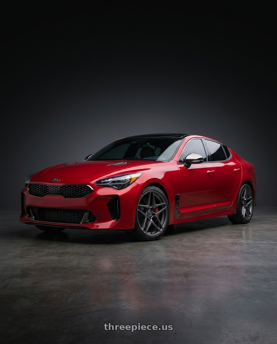 2018 Kia Stinger GT2 AWD with Kansei K15G Astro 5x114.3 19x8.5 35 Gunmetal wheels