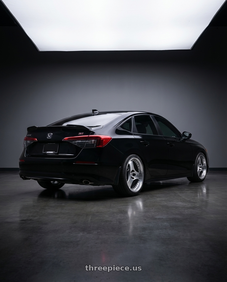 2024 Honda civic si with Advan Racing ONI2 PROGRESSIVE 5x114.3 20x9.0 +39 MACHINING & DIAMOND CUT wheels rear three quarter view square tires