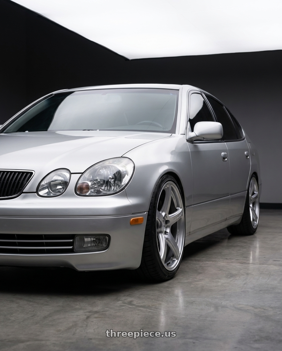 2003 lexus gs 430 silver with Work Emotion T5r 5x114.3 18x8.5 +45 Glow Silver wheels