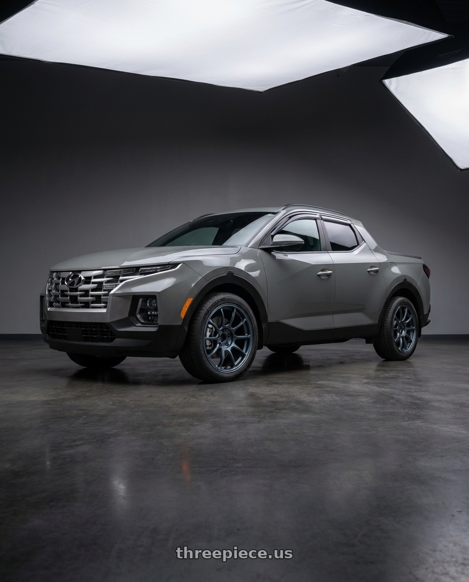 2022 Hyundai Santa Cruz with Volk Racing ZE40 5x114.3 18x8.5+42 Matte Blue Gunmetal wheels