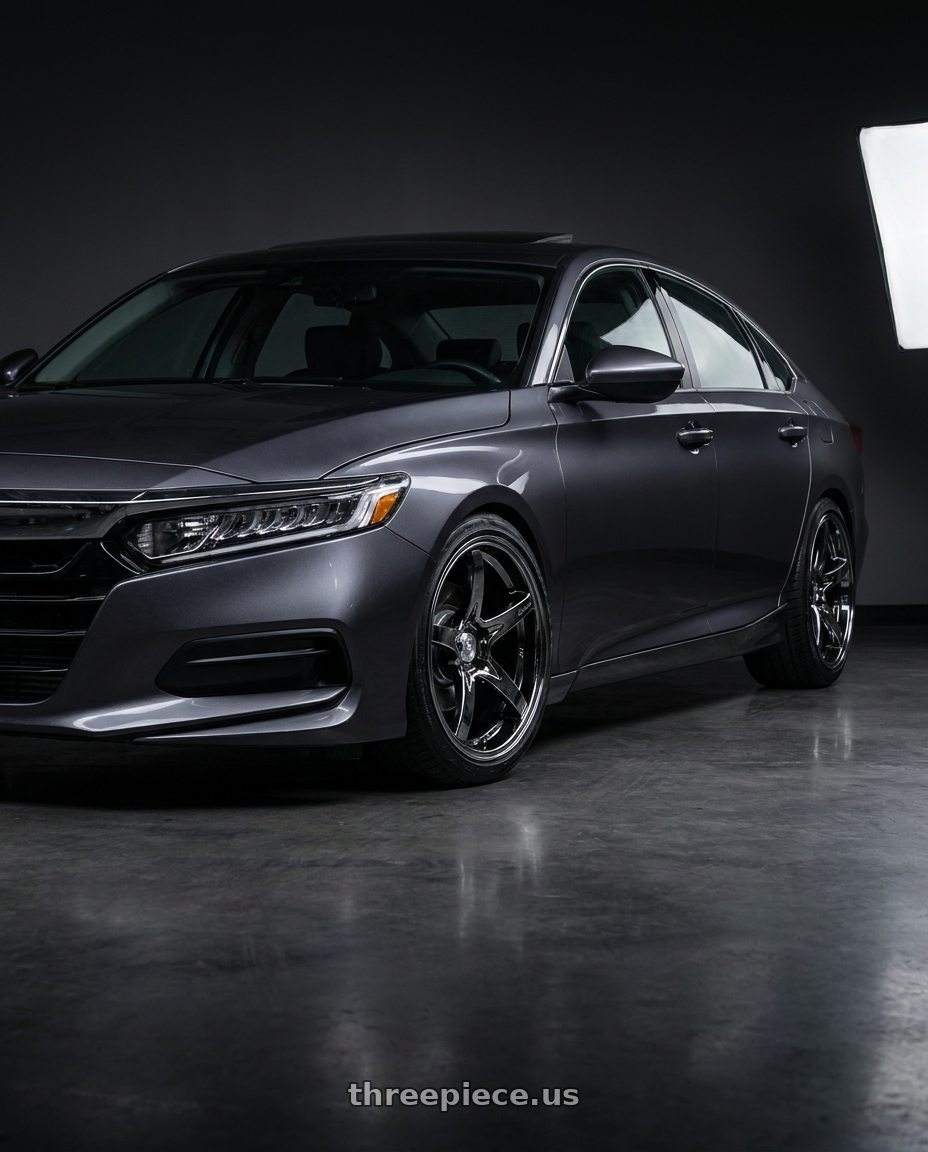 2019 honda accord lx with Stage Wheels Monroe 5x114.3 18x9 +22 Black Chrome wheels