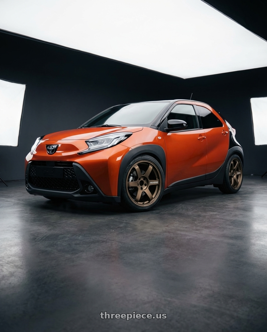 2026 Toyota Aygo X Hybrid with Volk Racing TE37 SAGA 5x110 17x8 +26 BRONZE wheels