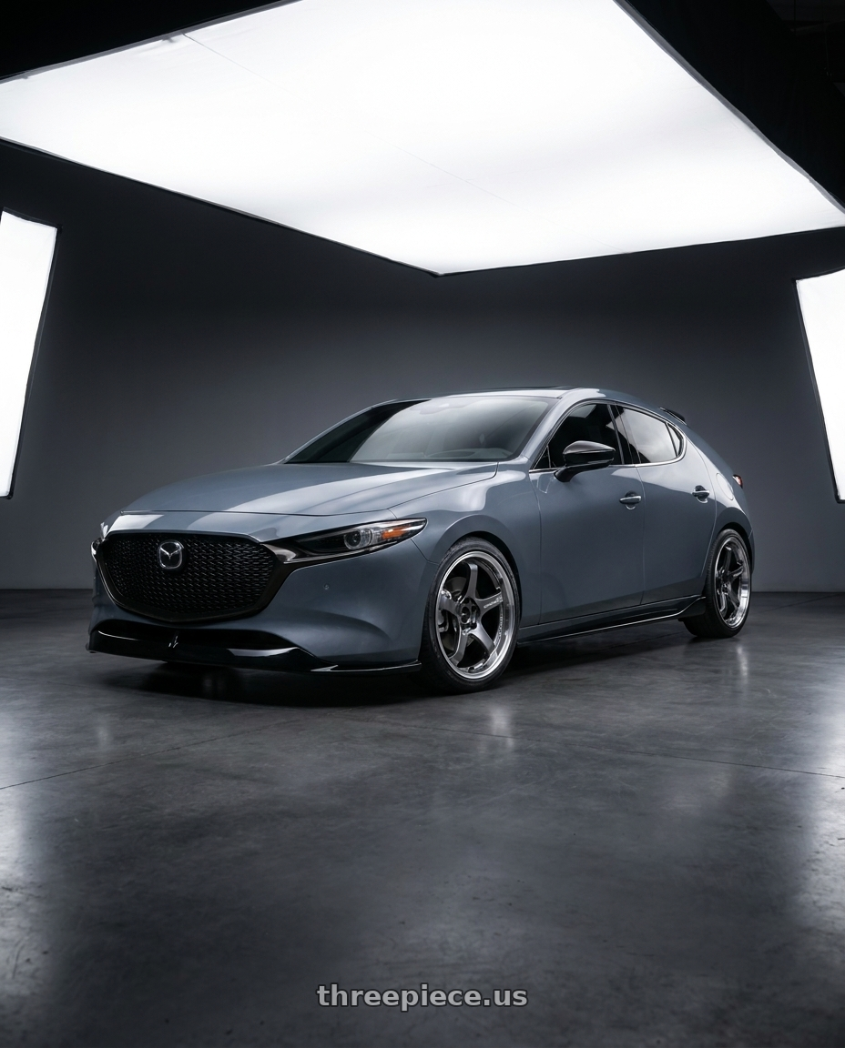 2023 mazda3 5d signature carbon packge Polymetal Grey Metallic with Advan Racing GT BEYOND 5x114.3 18x8.0 +44 MACHINING & HYPER PLATINUM BLACK wheels
