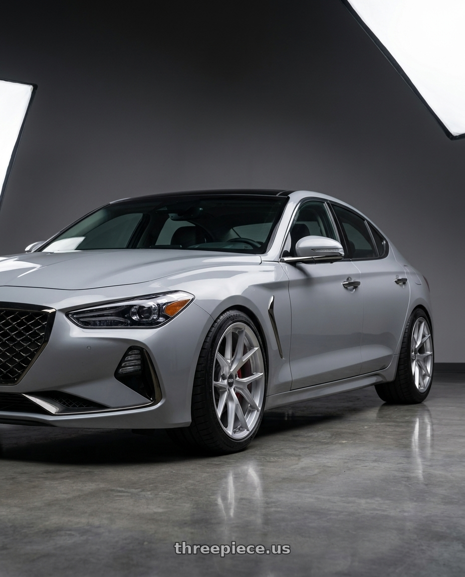 2019 Genesis g70 himalayan grey with ESR Wheels FORGETECH SERIES RF2 5x100 18x8.5 +30 Hyper Silver wheels