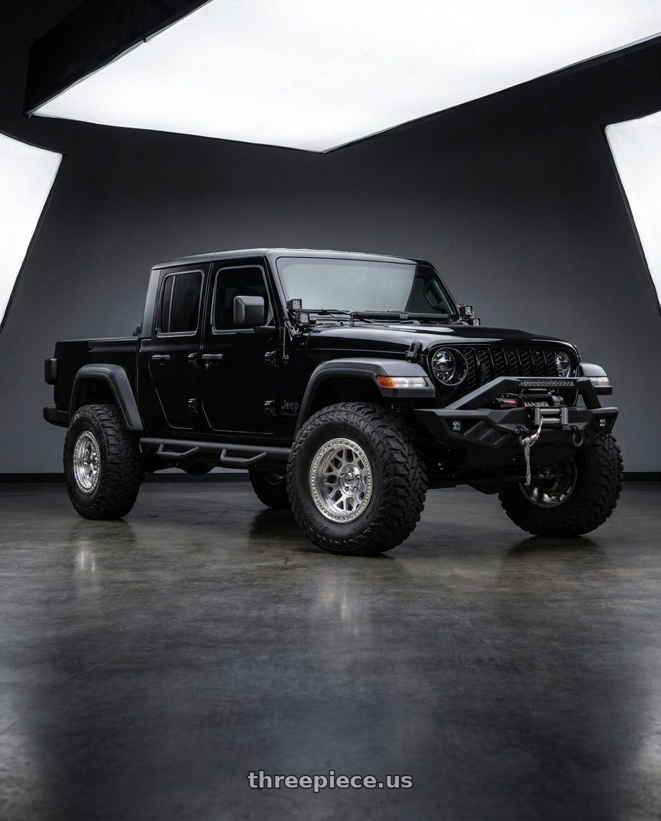 2021 Jeep Gladiator Sport with KMC KM235 GRENADE CRAWL BEADLOCK 5X127 17X9 -38 MACHINED wheels