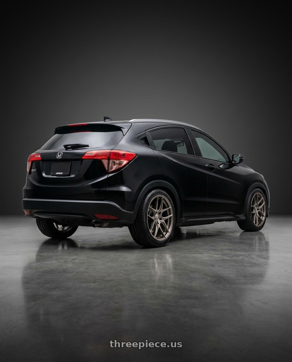 2017 Honda Hr V with MRR FS1 5x120 18x8.5  +35 Brushed Tint wheels rear three quarter view square tires