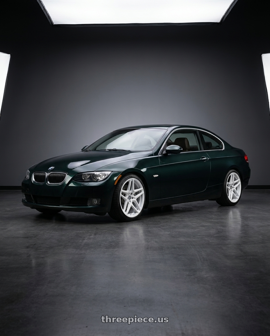 2008 bmw 335xi with HERITAGE WHEEL EBISU MONOC 5x120 19x8.5 +35 WHITE wheels