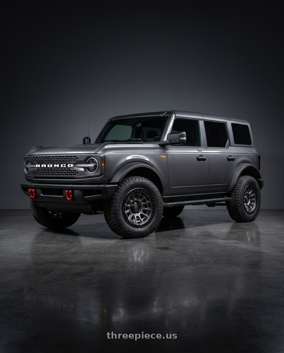 2023 Ford Bronco Badlands with Fuel 1PC D835 CYCLE 6X139.7 17X8.5 +25 MATTE GUNMETAL WITH BLACK RING wheels
