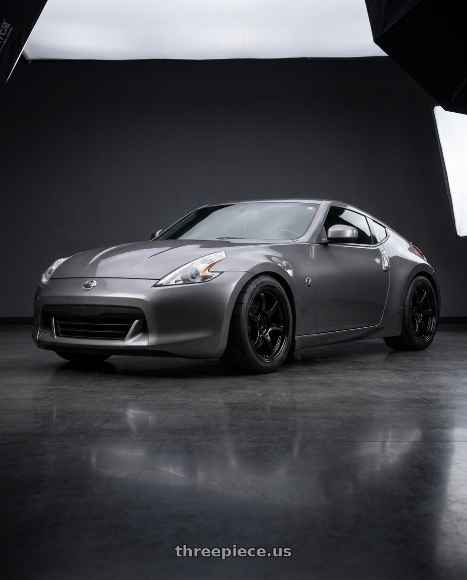 2009 Nissan 370 Z with Gram Lights 57DR 5x114.3 18x10.5+22 Semi Gloss Black wheels