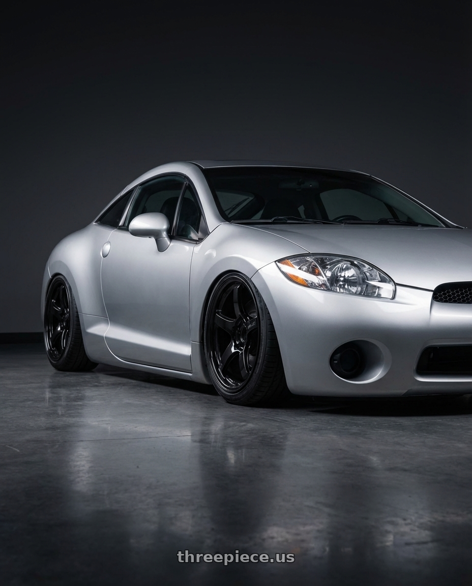 2010 Mitsubishi Eclipse with Gram Lights 57CR 5x114.3 19x10.5+12 Glossy Black wheels