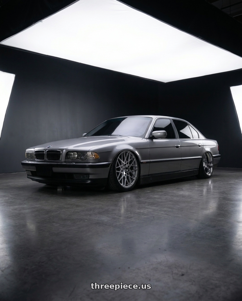 1997 BMW 740il with TSW VALE 5X120 18X9.5 +20 SILVER W/ MIRROR CUT FACE wheels