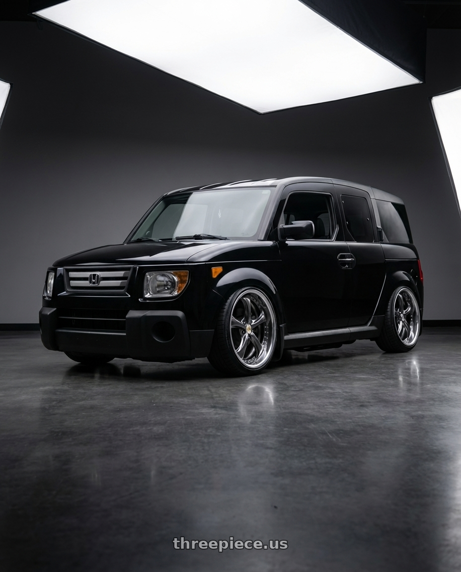 2010 Honda Element with Work Wheels VS-KF 5X114.3 19x9+33 Brilliant Silver Black R Disk FULL REVERSE wheels