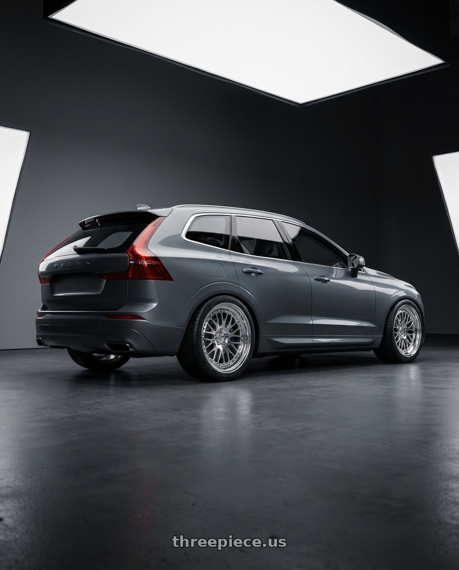 2021 VOLVO XC60 with CCW CZ05 4x100 16x7 +60 Polished wheels rear three quarter view square tires