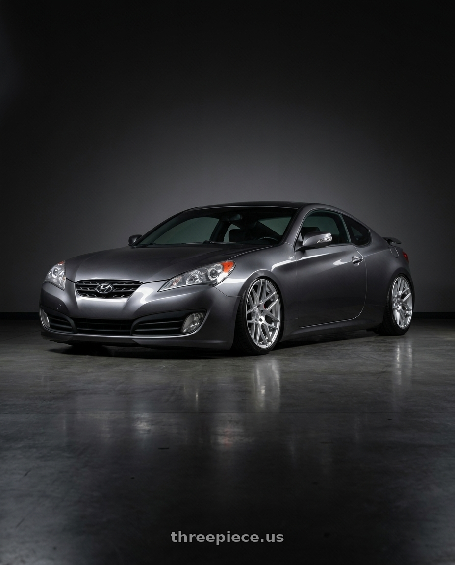 2014 Hyundai Genesis Coupe with Aodhan AFF2 5x114.3 19x8.5+35 Gloss Silver Machined Face wheels