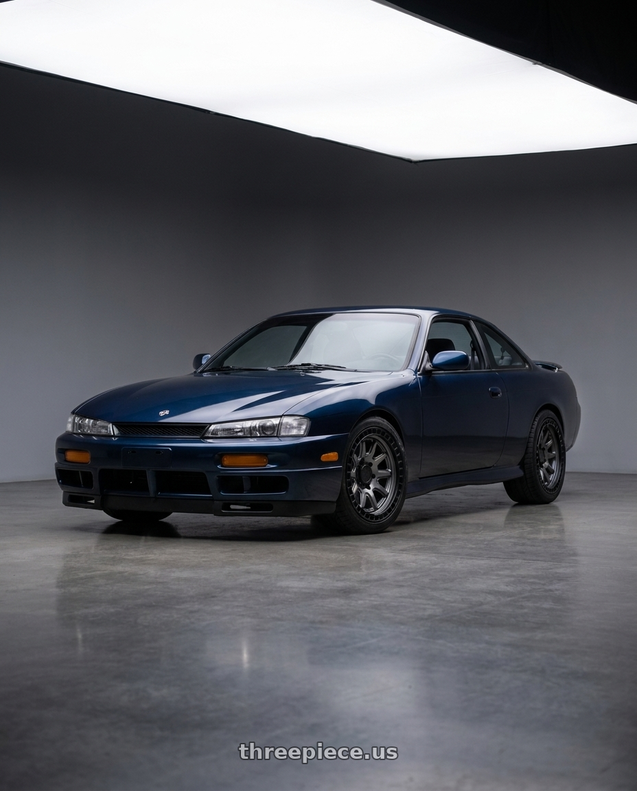 Nissan 240sx 1999 with Black Rhino CALICO 5X127 17X8.5 +34 MATTE GUNMETAL W/ MATTE BLACK LIP wheels