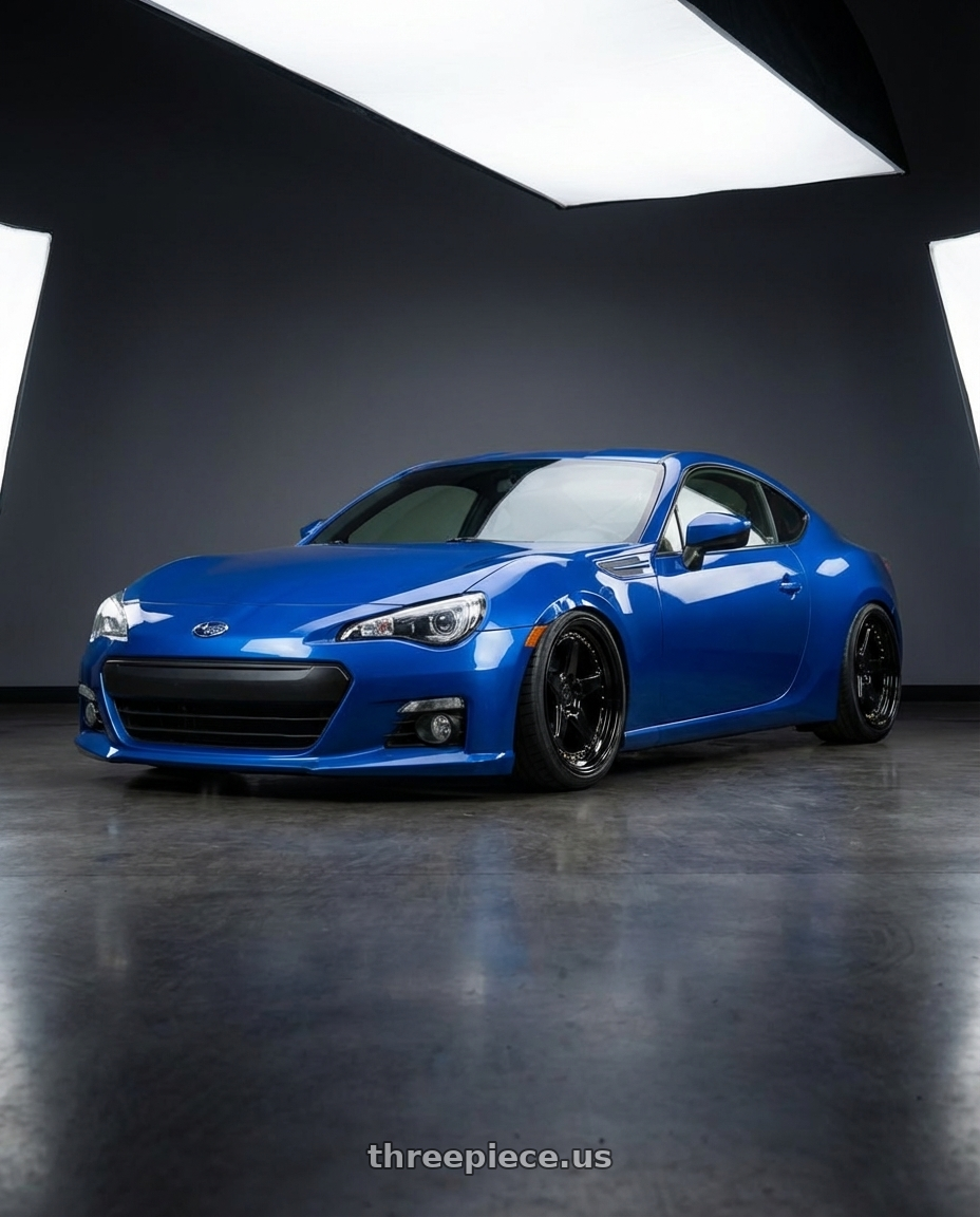 2017 Subaru BRZ with Aodhan DS05 5x100 18x9.5+35 Gloss Black W /Gold Rivets wheels