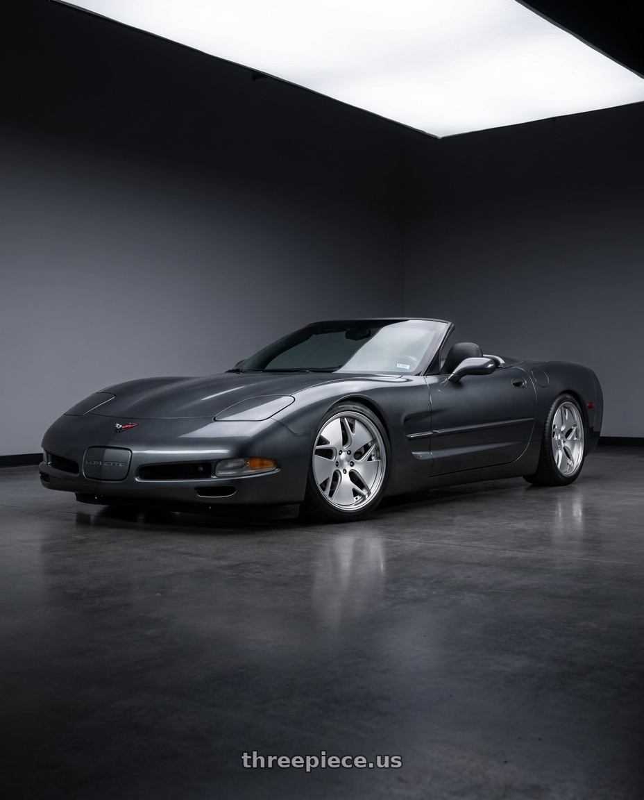 2004 Chevrolet corvette with Work Gnosis Cvd 5x120.65 19x9+45 O Disk Matte Silver wheels
