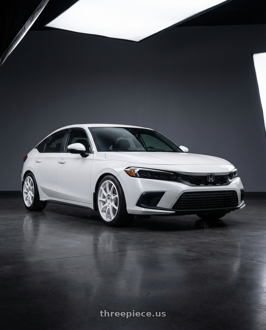 2024 Honda Civic with Advan RCIII 5x114.3 18x8.5+53 White wheels