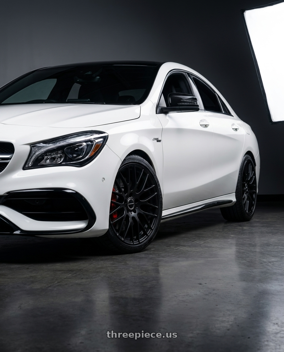 2017 Mercedes AMG CLA45 with Avant Garde Wheels M359 5X120 19x9 +35 Matte Black wheels