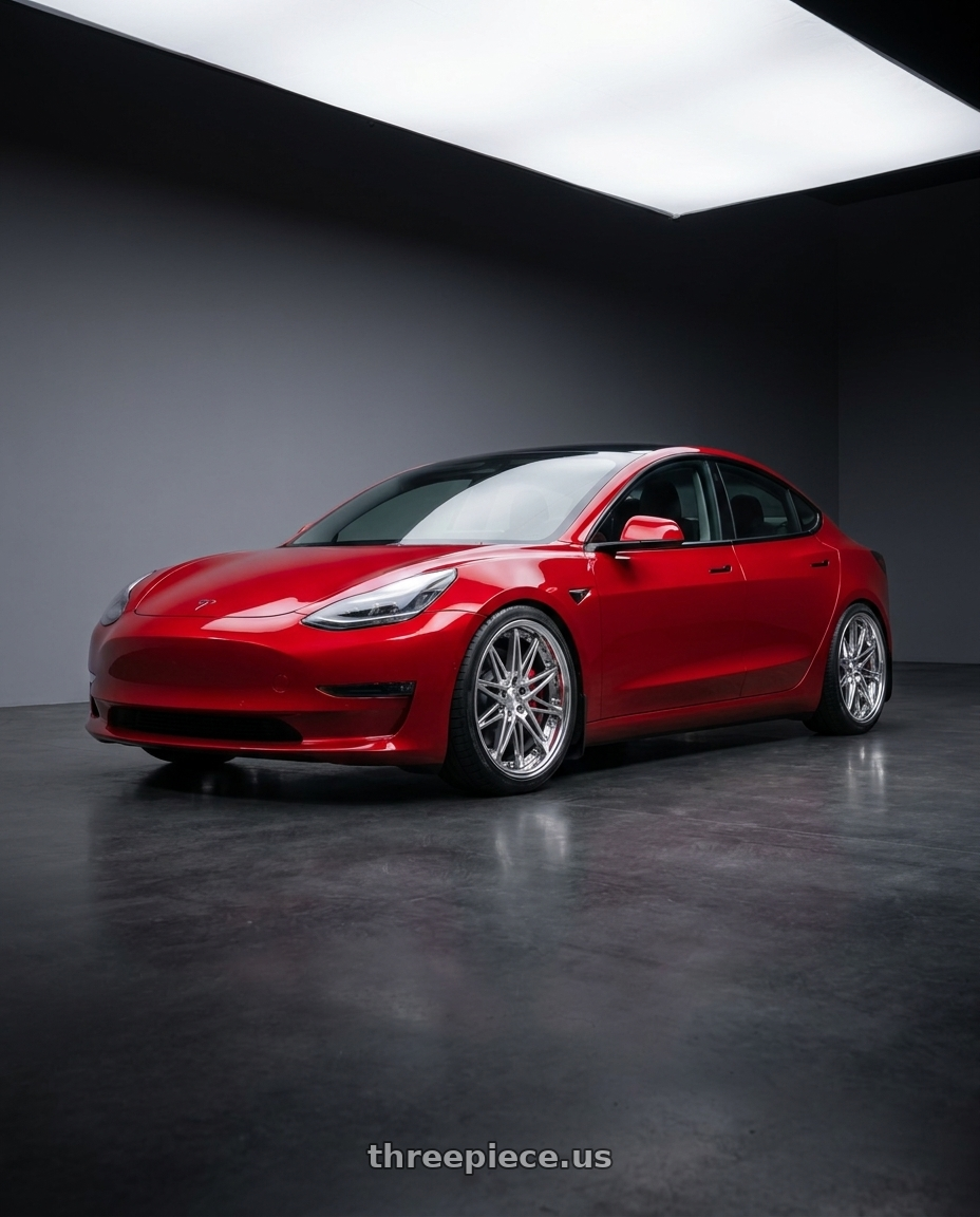 2020 Tesla model 3 performance  with Work Schwert Sg1 5x114.3 19x8.5+38 A Disk Glim Silver wheels