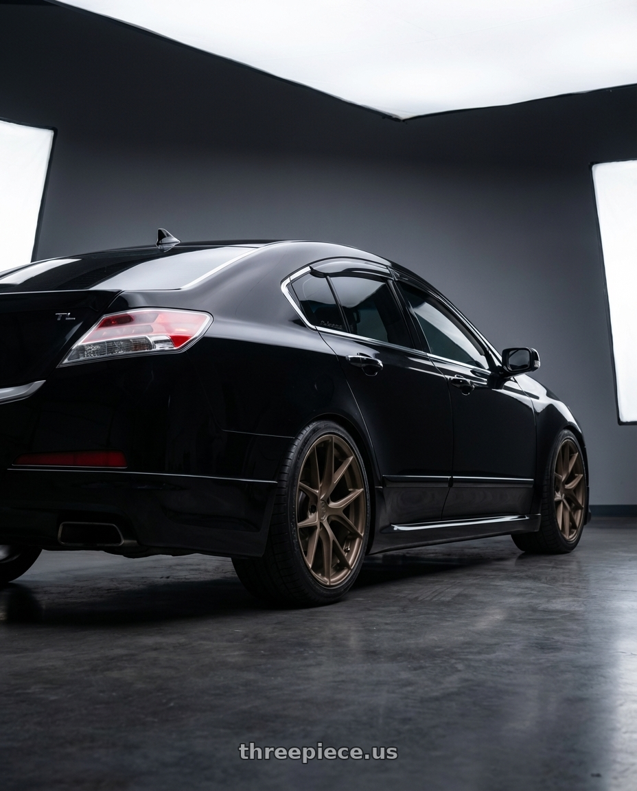 2010 Acura TL SH-AWD with Aodhan AFF7 5x120 19x9.5+35 Matte Bronze wheels rear three quarter view square tires