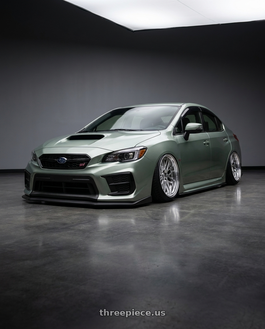 2021 Subaru sti millennium jade with Work Lanvec Lm1 5x114.3 18x9+45 O Disk Machine Silver Polish wheels