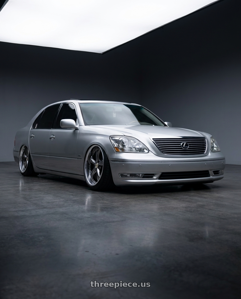 2004 lexus ls430 with Work Wheels VS-KF 5X114.3 19x9.5+40 Brilliant Silver Black O Disk FULL REVERSE wheels