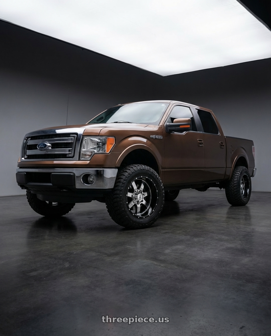 2013 Ford F-150 with Moto Metal MO202 6X135 20X12 -44 CHROME CENTER GLOSS BLACK MILLED LIP wheels