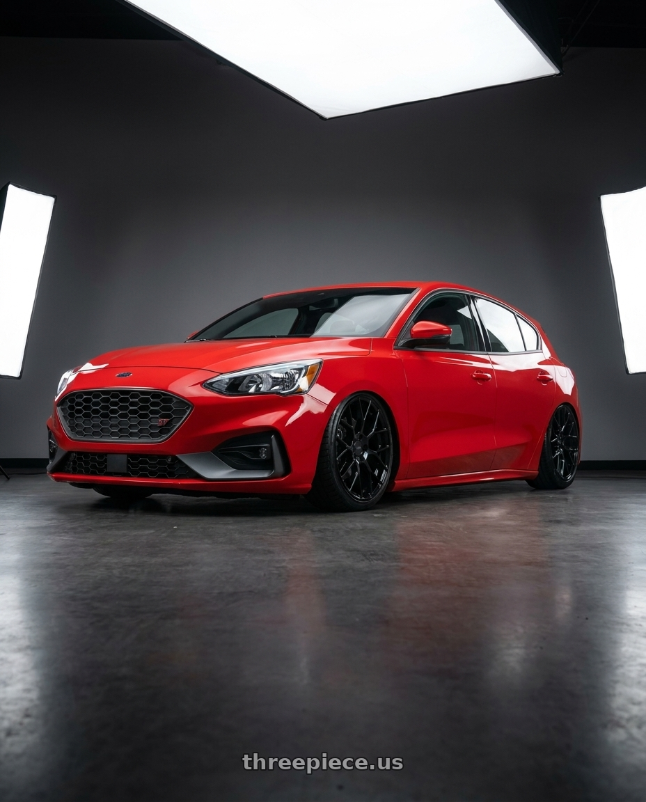 2020 Ford focus st red with Petrol P2B 4X100 16X7 +40 GLOSS BLACK wheels