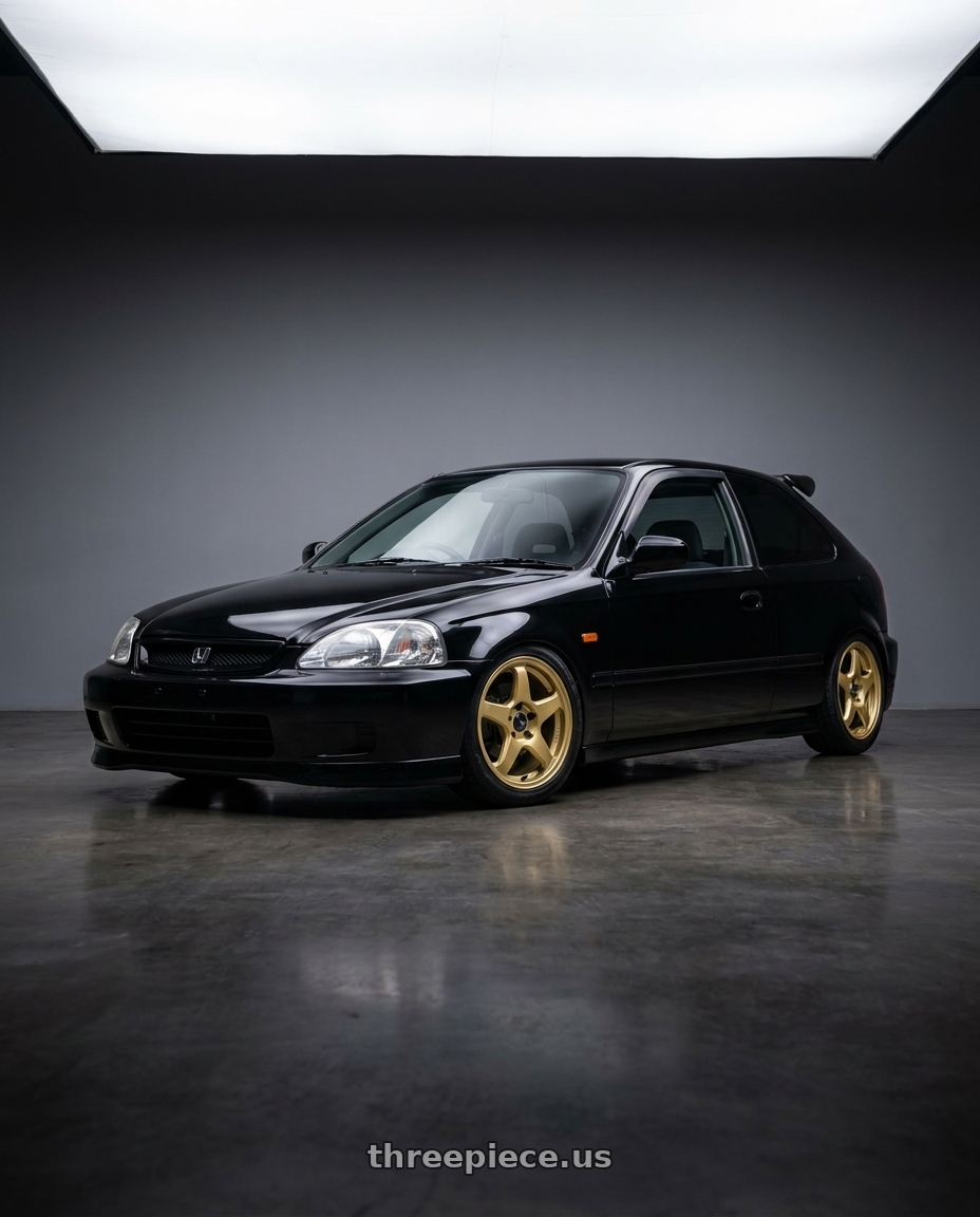 1997 Honda Civic with Enkei PF05 4x100 15x8+25 Gold wheels