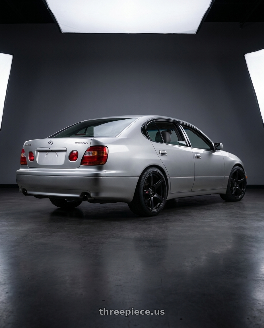 2003 Lexus gs300 with Work Emotion T5R wheels rear three quarter view square tires