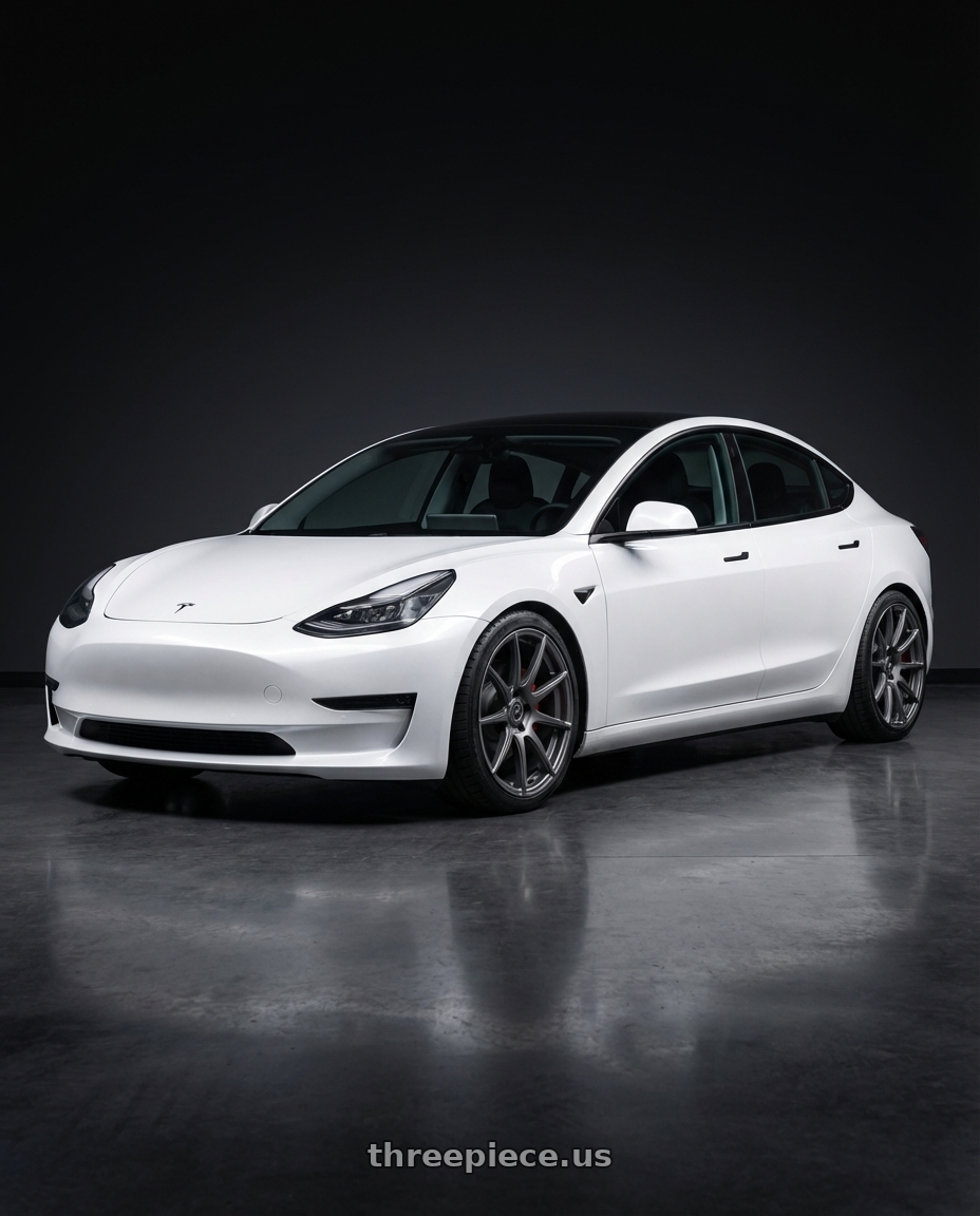 2023 Tesla Model 3 with Forgestar CF10 5x114.3 19x9 +35 Gloss Anthracite wheels