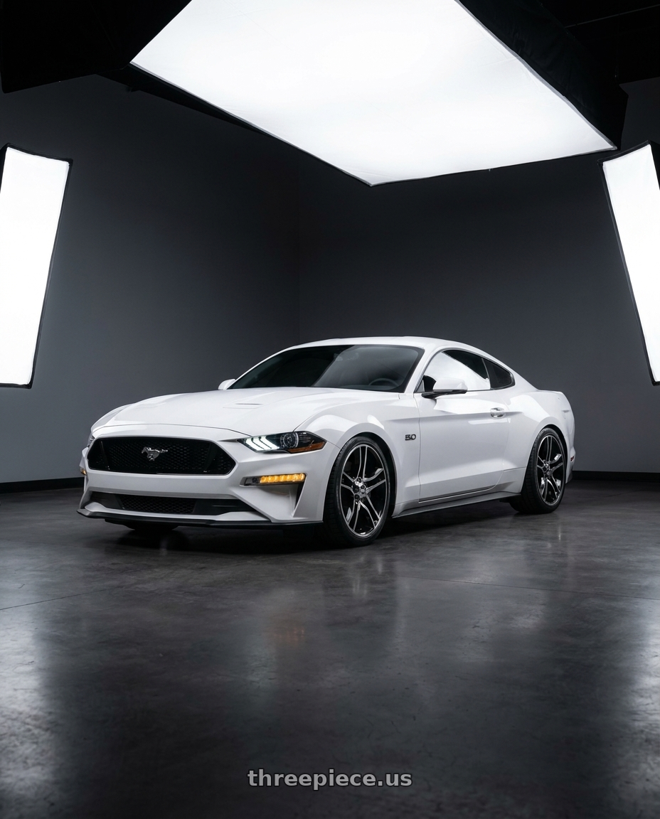 2021 Ford Mustang GT with American Racing AR893 MAINLINE 5x114.3 20x8.5 +35 GLOSS BLACK MACHINED wheels