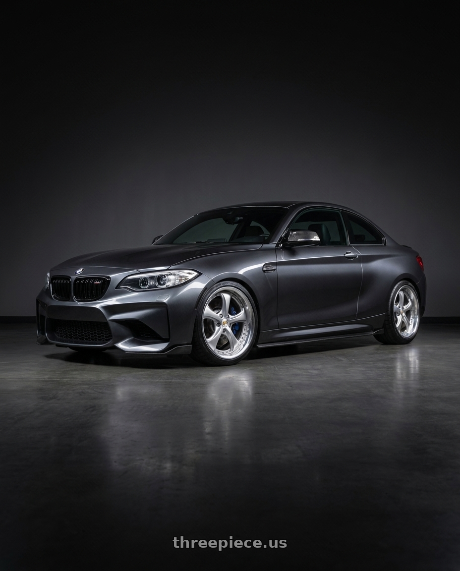 2017 bmw m240i with Work Wheels VS-KF 5x120 18x8.5+40 Light Grey Silver O Disk FULL REVERSE wheels
