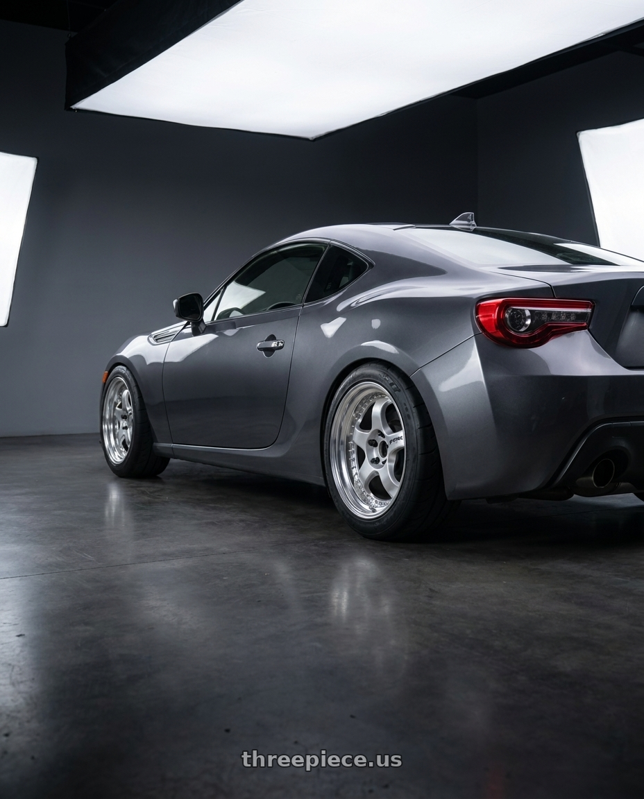 2020 subaru brz limited megnetite grey with Work Meister S1 3P 5x100 17x9+61 W Disk Silver wheels rear three quarter view meaty tires