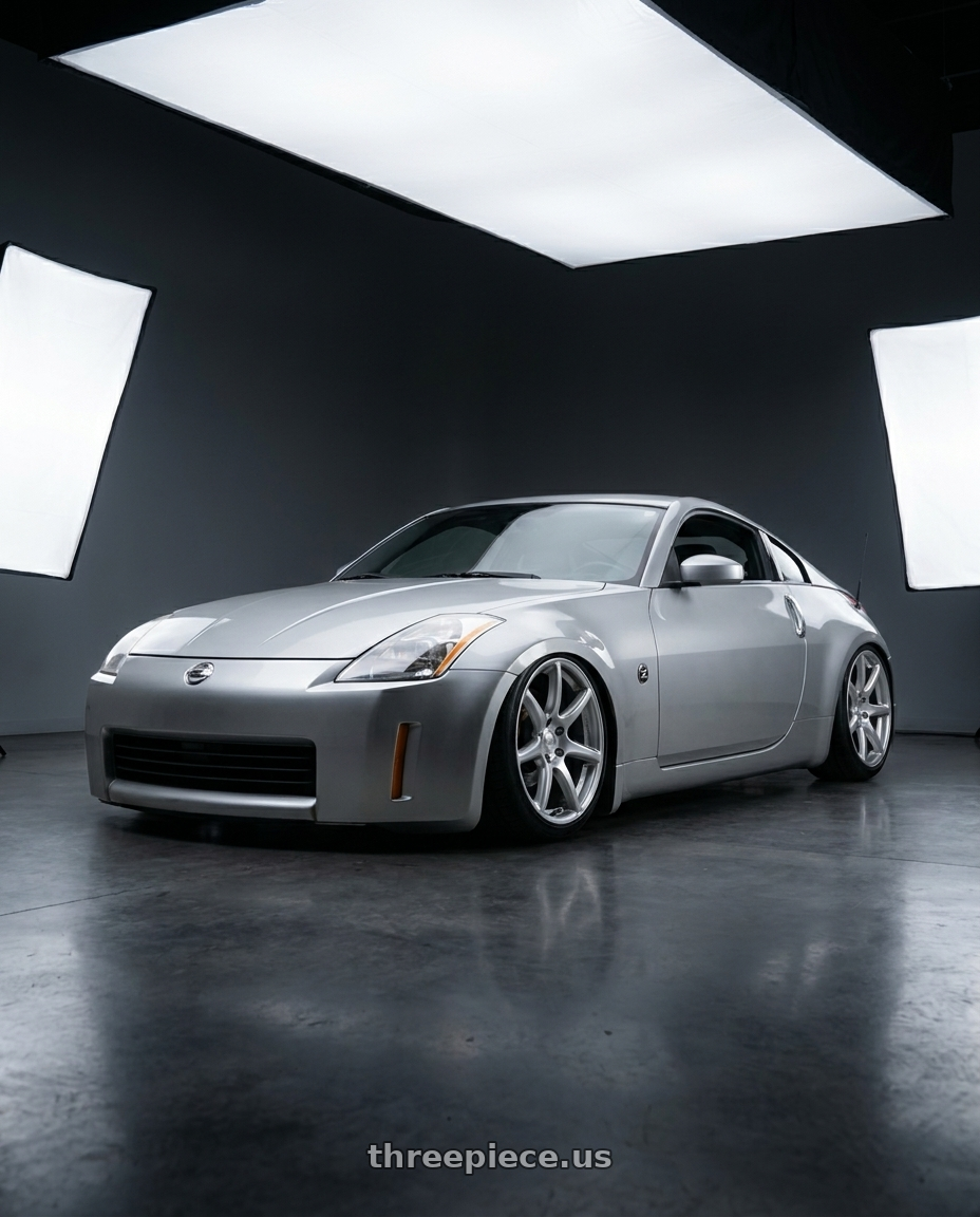 2005 Nissan 350z with Kansei K11S Tandem 5X100 18x9.5 22 Hyper Silver wheels