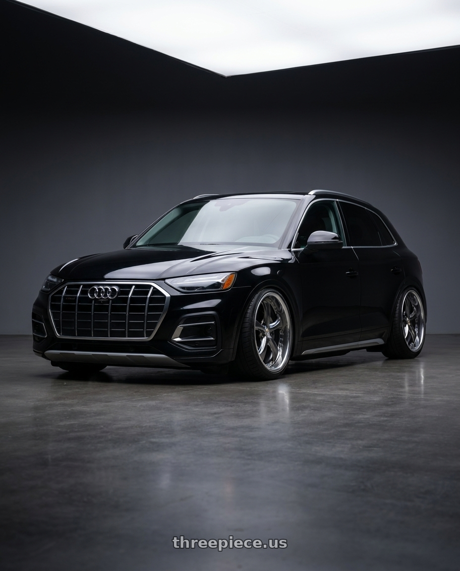 2021 Audi Q5 with Work Wheels VS-KF 5X114.3 19x9+16 Brilliant Silver Black L Disk FULL REVERSE wheels