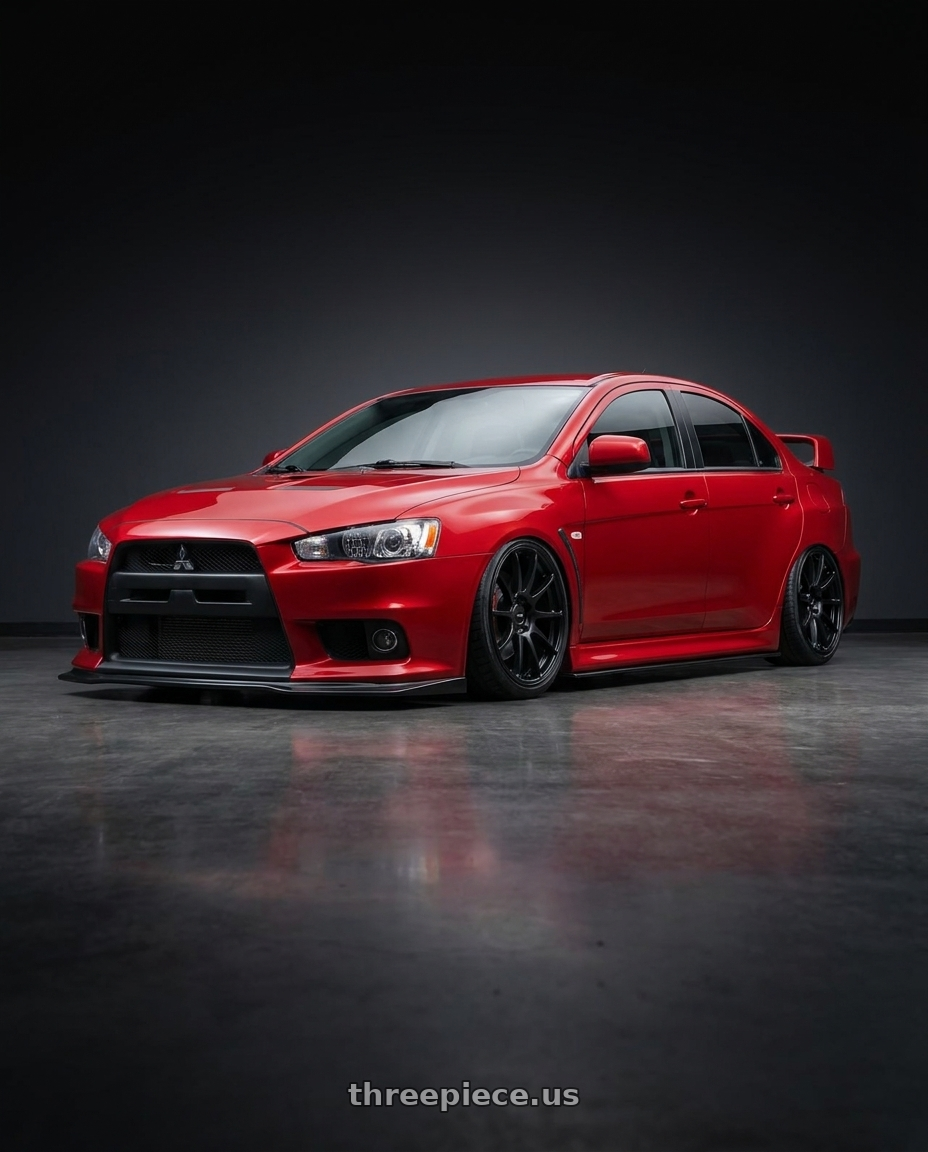 2012 Mitsubishi Lancer Evo X with Ssr Gtv02 5x114.3 18x8.5+40  FLAT BLACK wheels