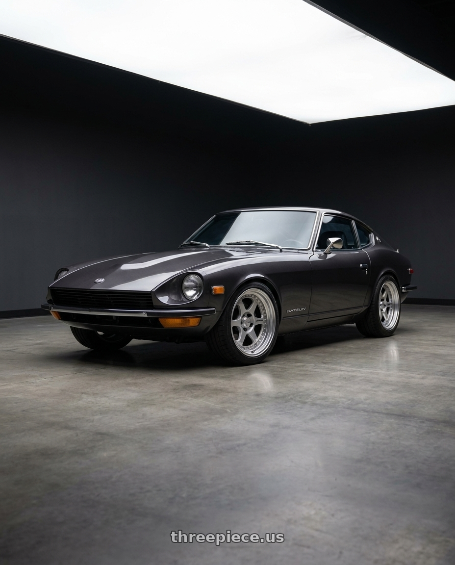 1973 datsun 240z with Work Meister L1 3P 5x108 18x13-32 A Disk Matte Silver wheels