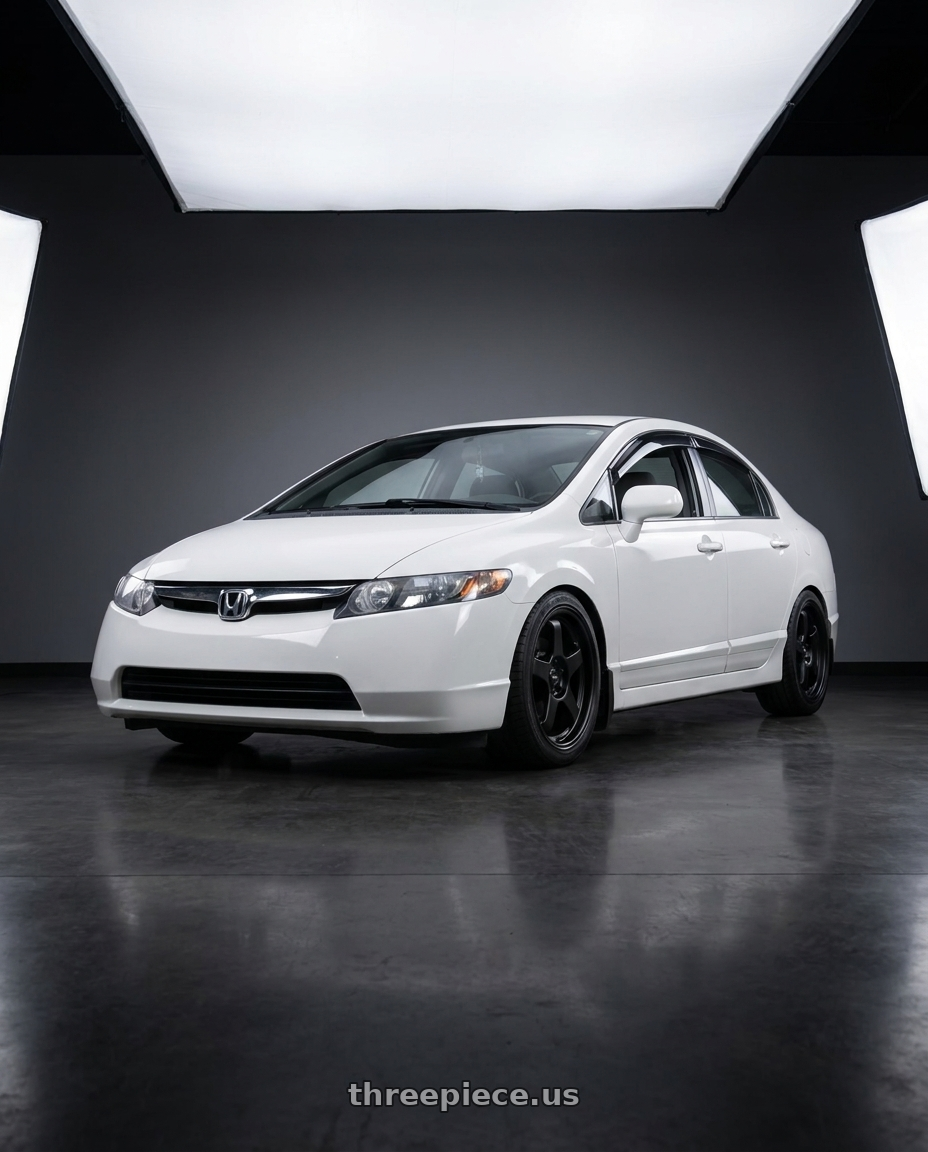 2007 honda civic with Vors SP1 5x100/5x114.3 17x8  +35 All Matte Black wheels