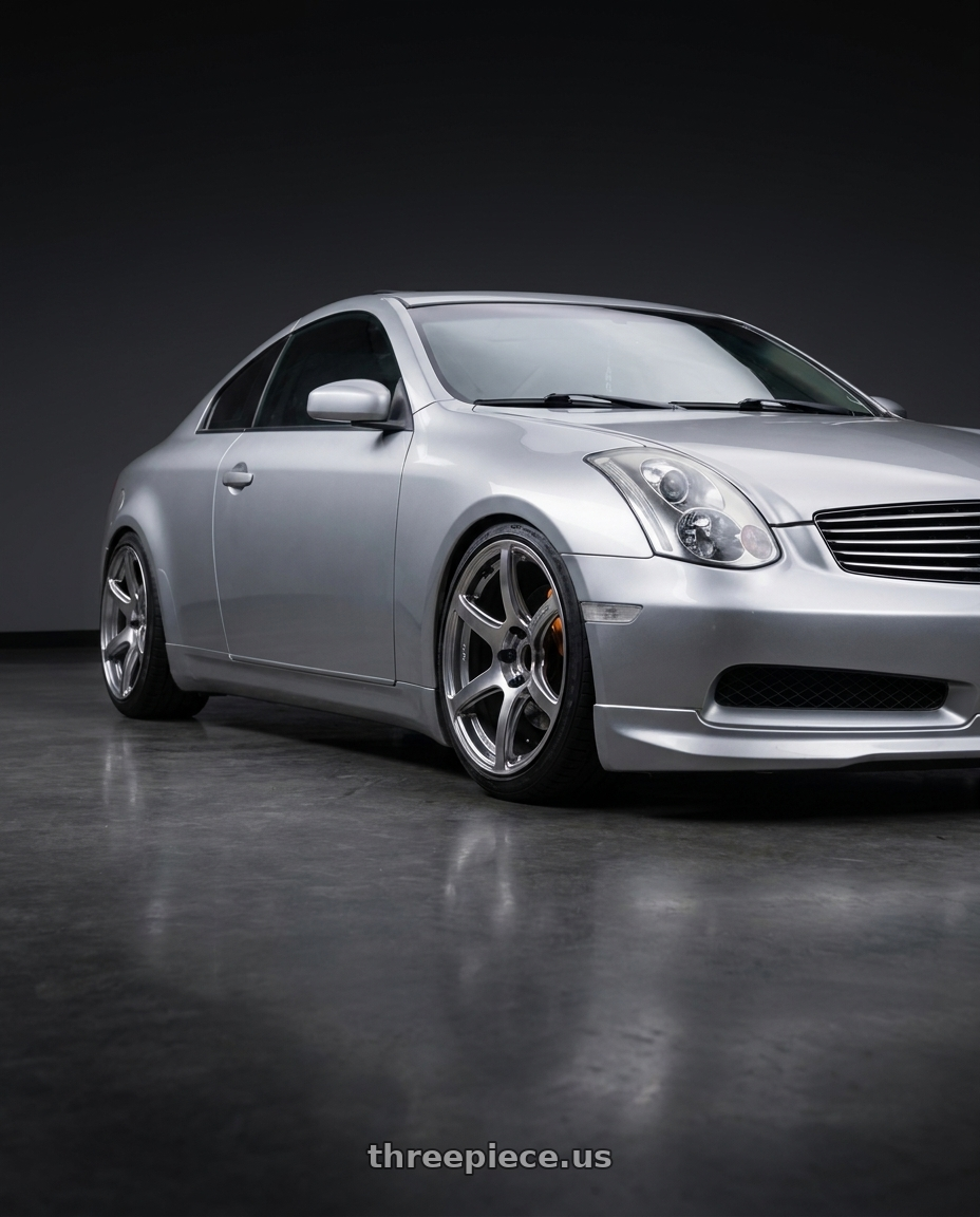 2005 infiniti g35 coupe, silver with Work Emotion T7r 5x100 18x10.5 +12 Gt Silver wheels