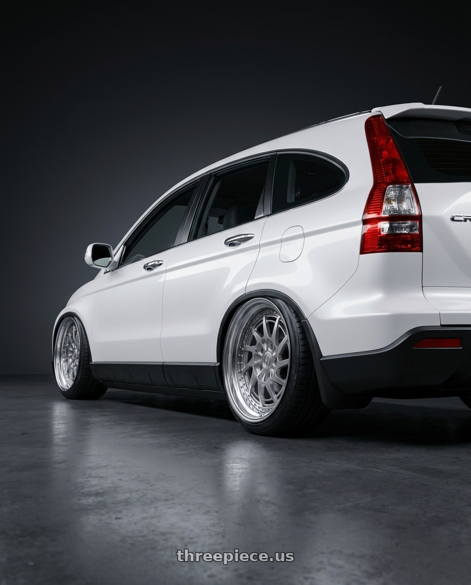 2009 HONDA CRV3 with Heritage Wheel HOKKAIDO-DIR wheels rear three quarter view slight stretch tires