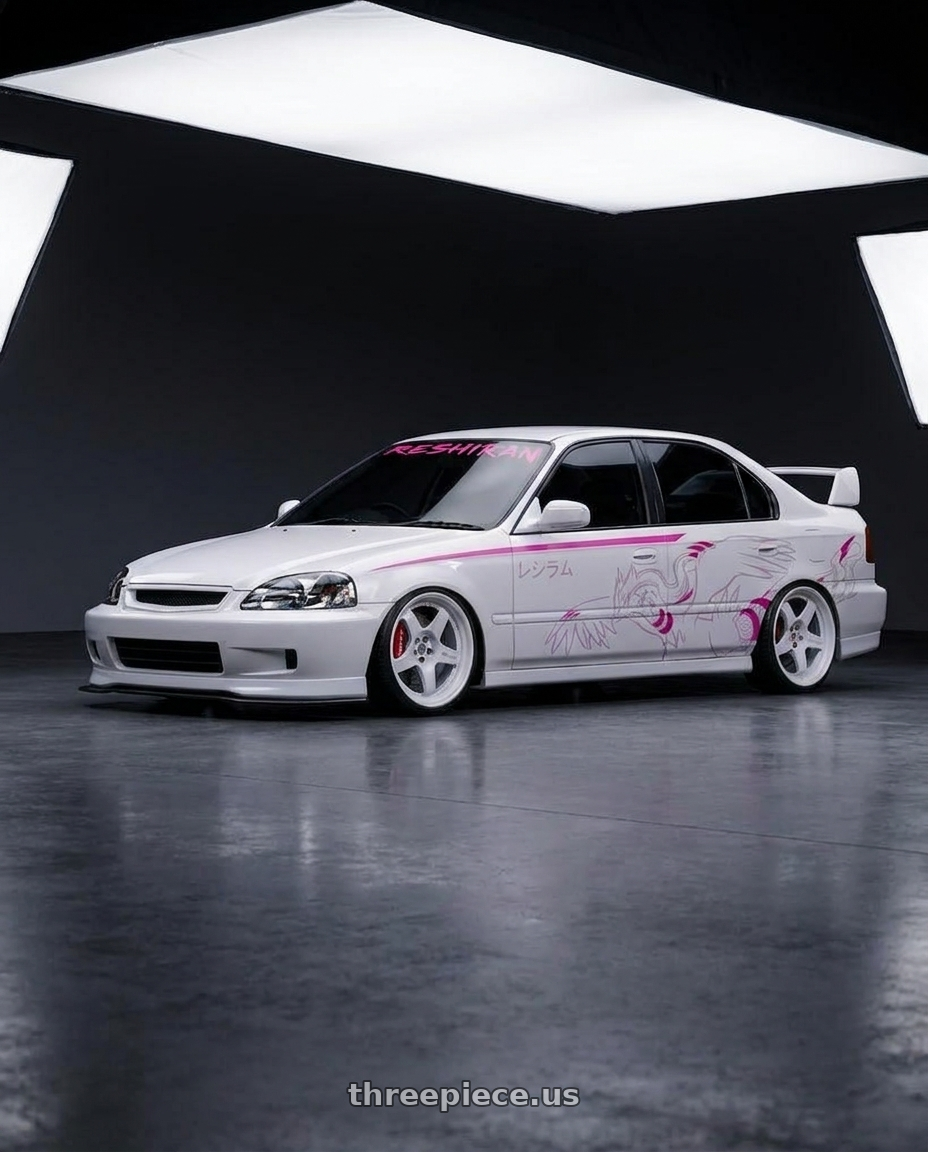2000 honda civic adesivado sedan with Gram Lights 57CR 5x100 17x9 +38 CERAMIC WHITE PEARL wheels